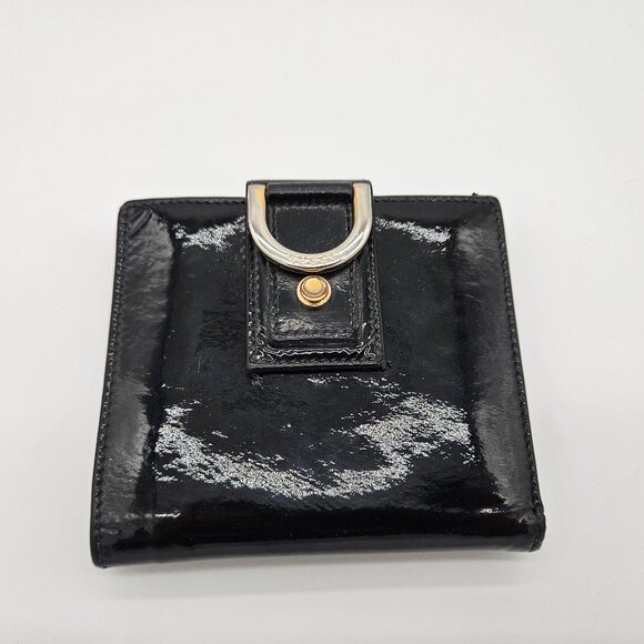 Authentic Gucci D-Ring Patent Enamel Black Double Sided Compact Wallet - Picture 1 of 12